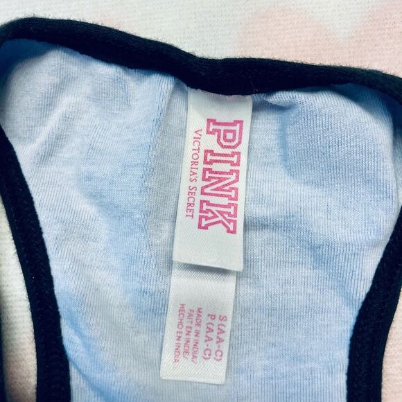 Victoria Secret PINK Blue Palm Tree‎ Crop Sports Bralette Bra Small - Picture 3 of 4